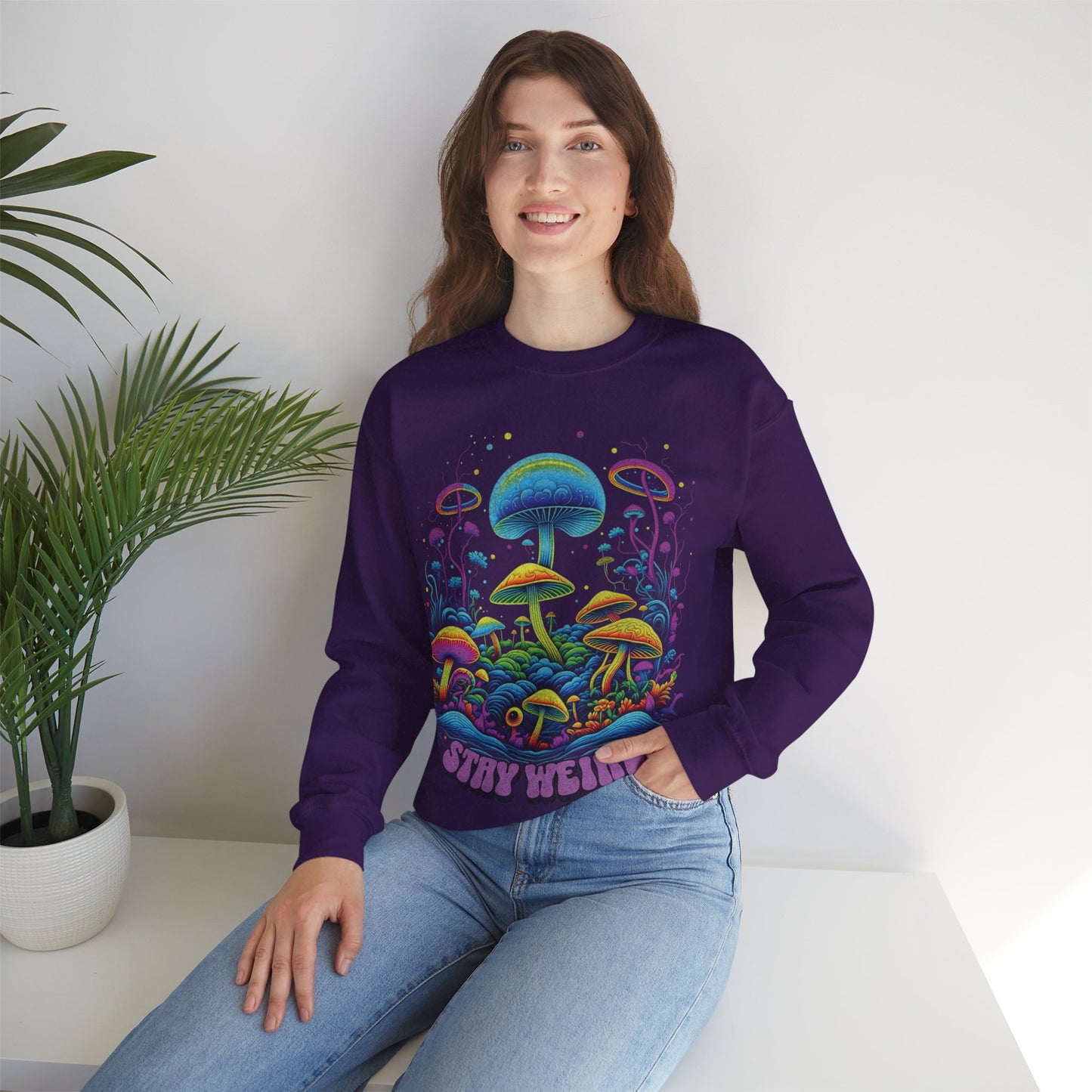 Stay Weird Sweatshirt. Colorful mushrooms Sweater, Psychedelic mushroom shirt, shroom lover shirt, shroom lover gift idea