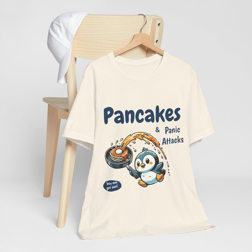 Pancakes and Panic Attacks Shirt, Funny Mental Health Shirt, Pancake Shirt Gift, Penguin Pancake Shirt, Buy one get one Panic Attack