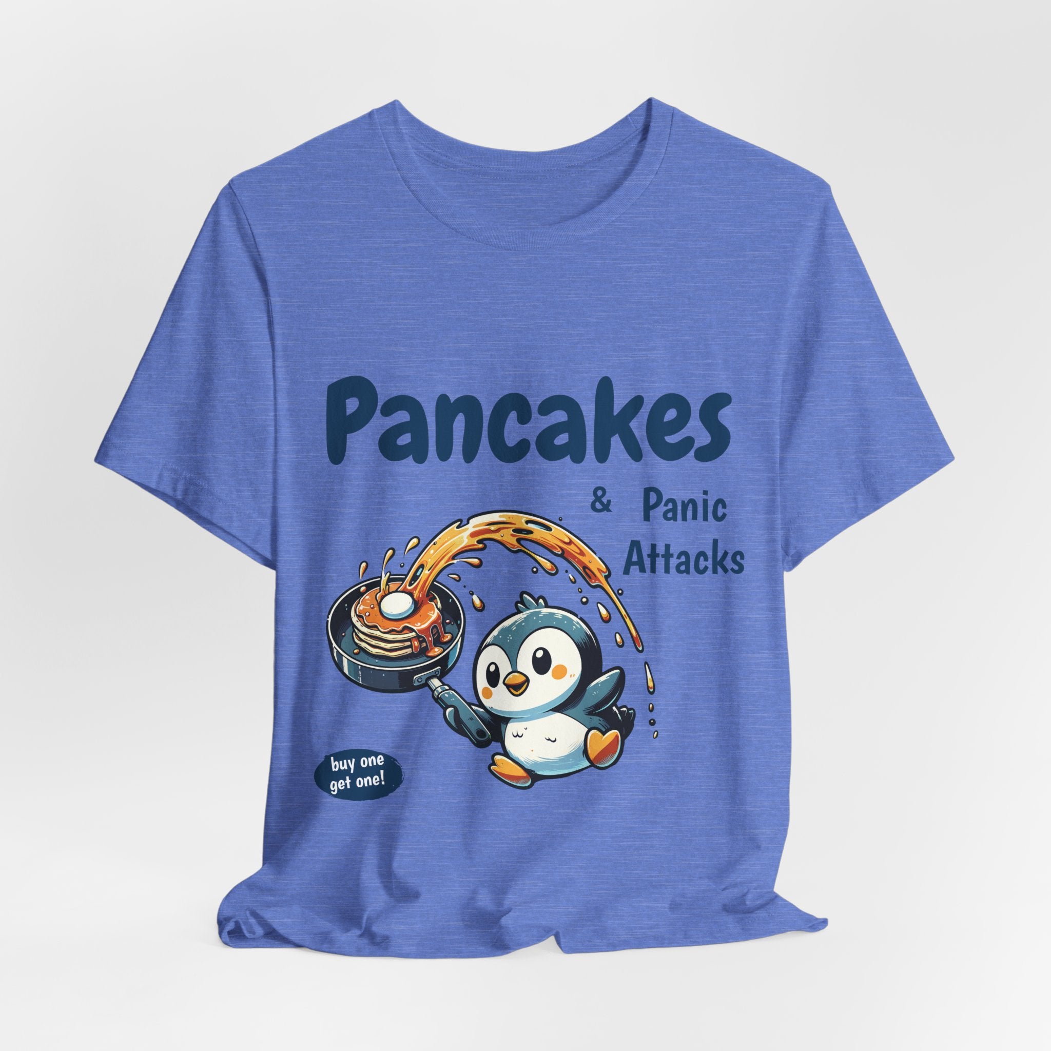 Pancakes and Panic Attacks Shirt, Funny Mental Health Shirt, Pancake Shirt Gift, Penguin Pancake Shirt, Buy one get one Panic Attack