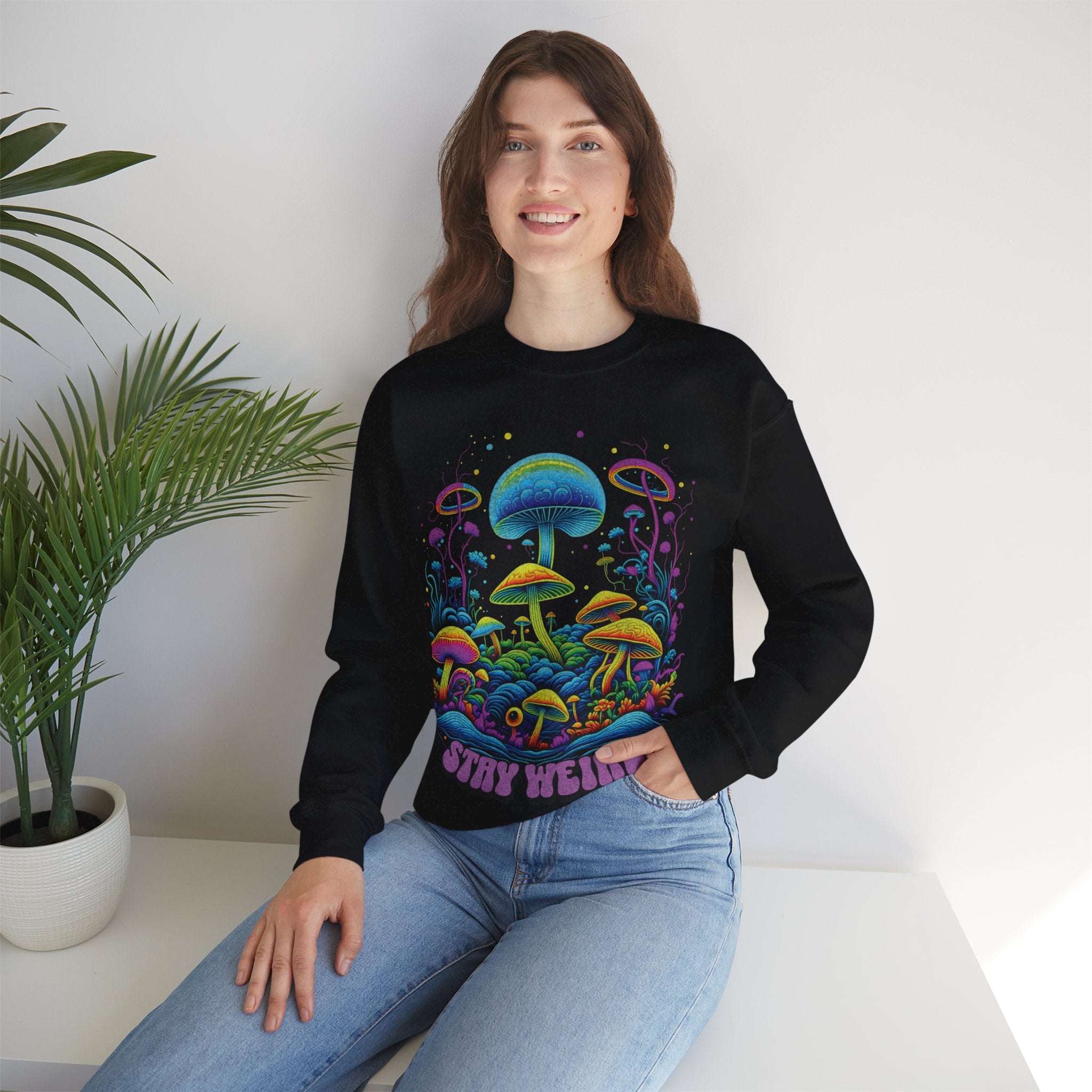 Stay Weird Sweatshirt, Colorful mushrooms Sweater, Graphic Sweatshirt, Psychedelic mushroom shirt, shroom lover shirt, shroom lover gift idea