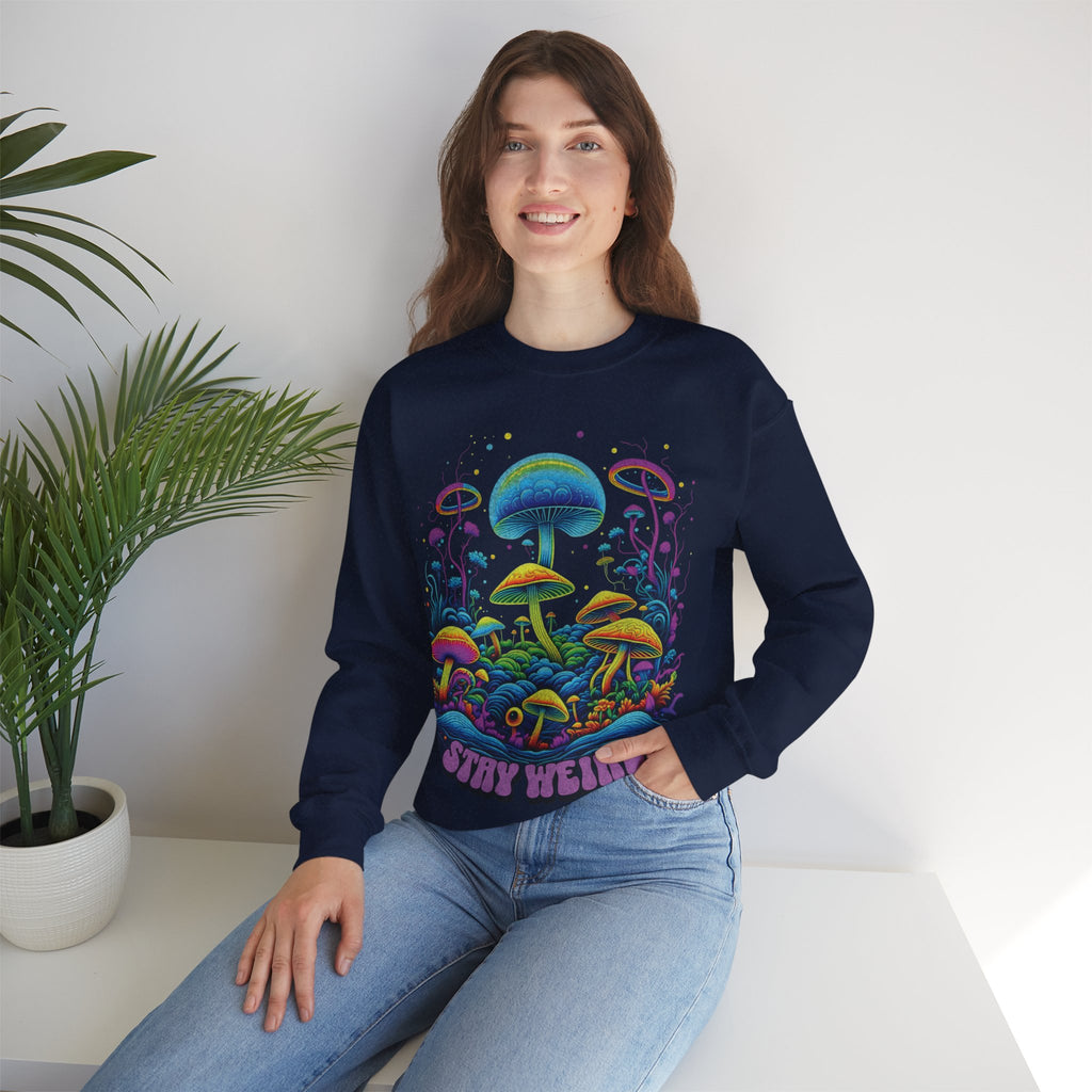 Stay Weird Sweatshirt, Colorful mushrooms Sweater, Graphic Sweatshirt, Psychedelic mushroom shirt, shroom lover shirt, shroom lover gift idea