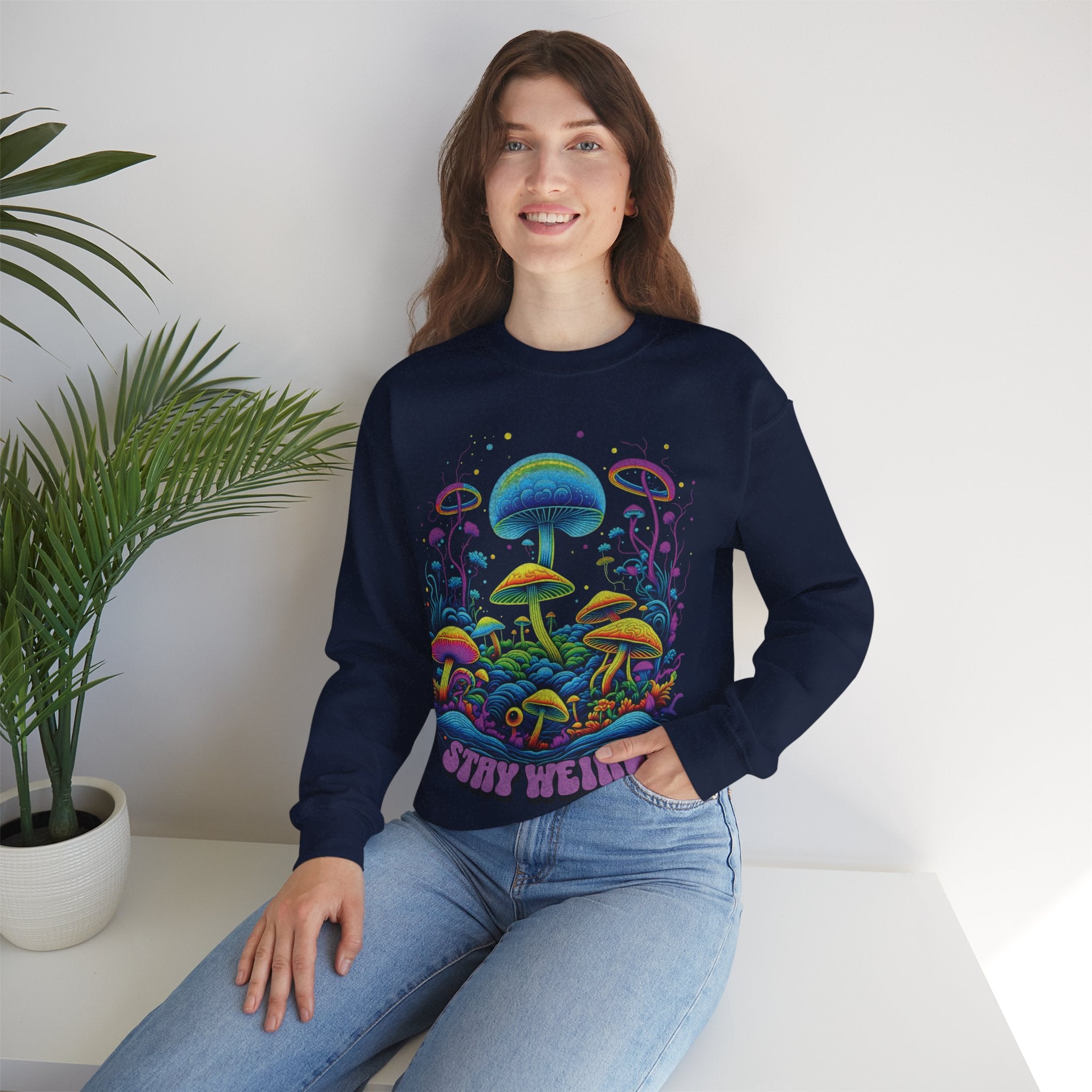 Stay Weird Sweatshirt, Colorful mushrooms Sweater, Graphic Sweatshirt, Psychedelic mushroom shirt, shroom lover shirt, shroom lover gift idea