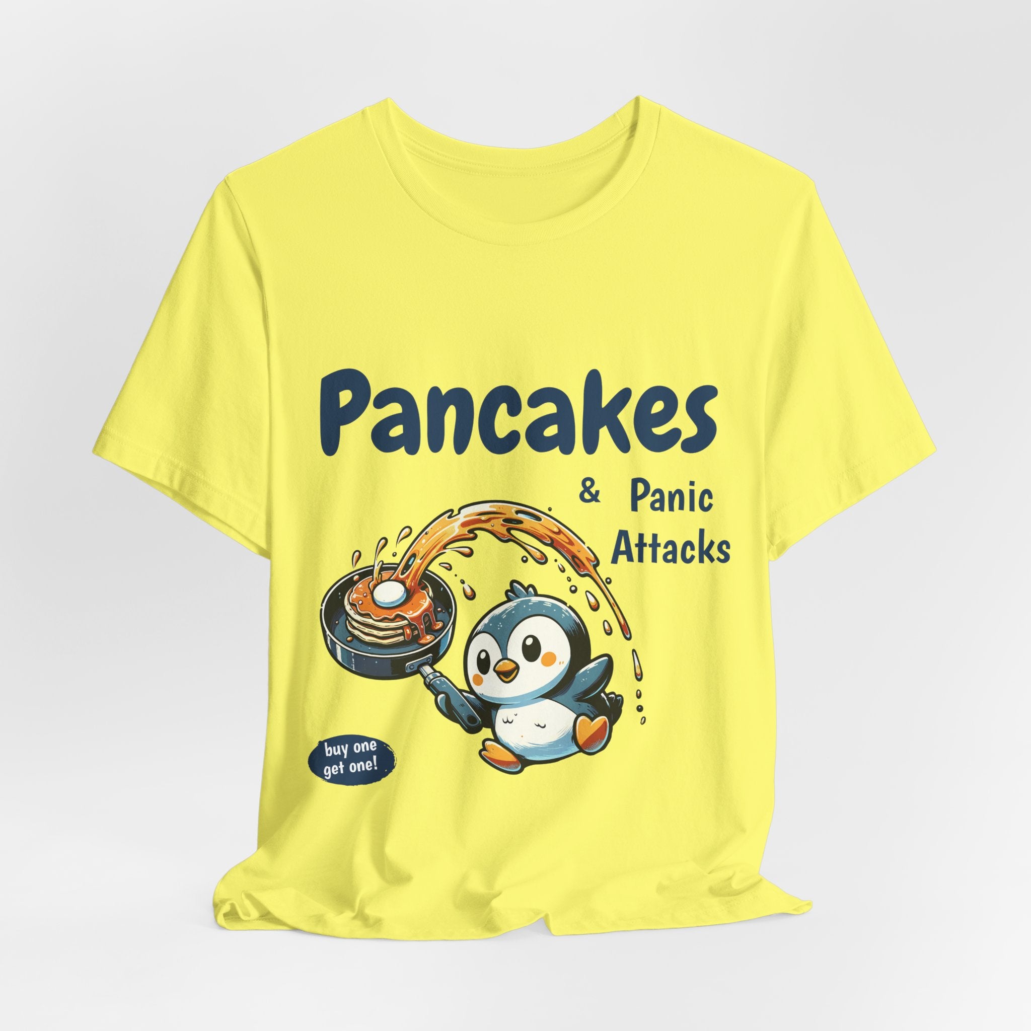 Pancakes and Panic Attacks Shirt, Funny Mental Health Shirt, Pancake Shirt Gift, Penguin Pancake Shirt, Buy one get one Panic Attack