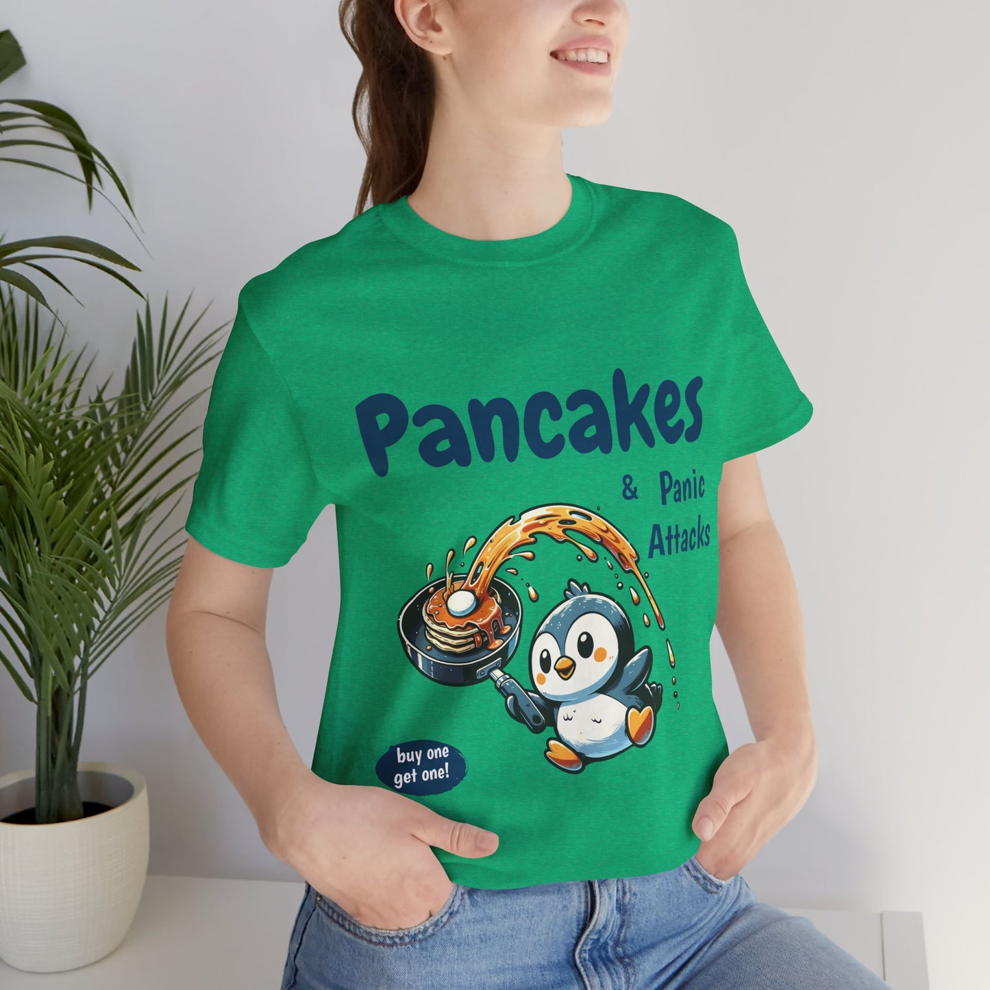 Pancakes and Panic Attacks Shirt, Funny Mental Health Shirt, Pancake Shirt Gift, Penguin Pancake Shirt, Buy one get one Panic Attack