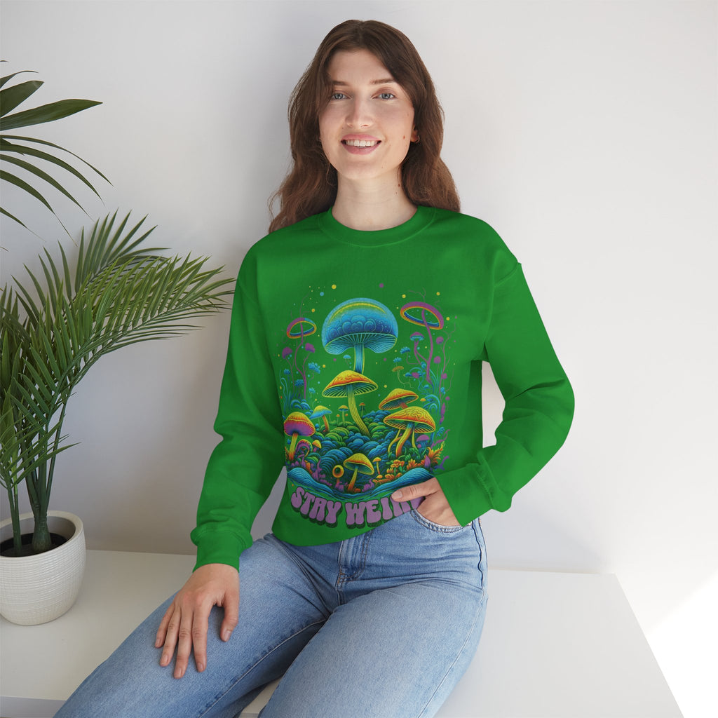 Stay Weird Sweatshirt, Colorful mushrooms Sweater, Graphic Sweatshirt, Psychedelic mushroom shirt, shroom lover shirt, shroom lover gift idea