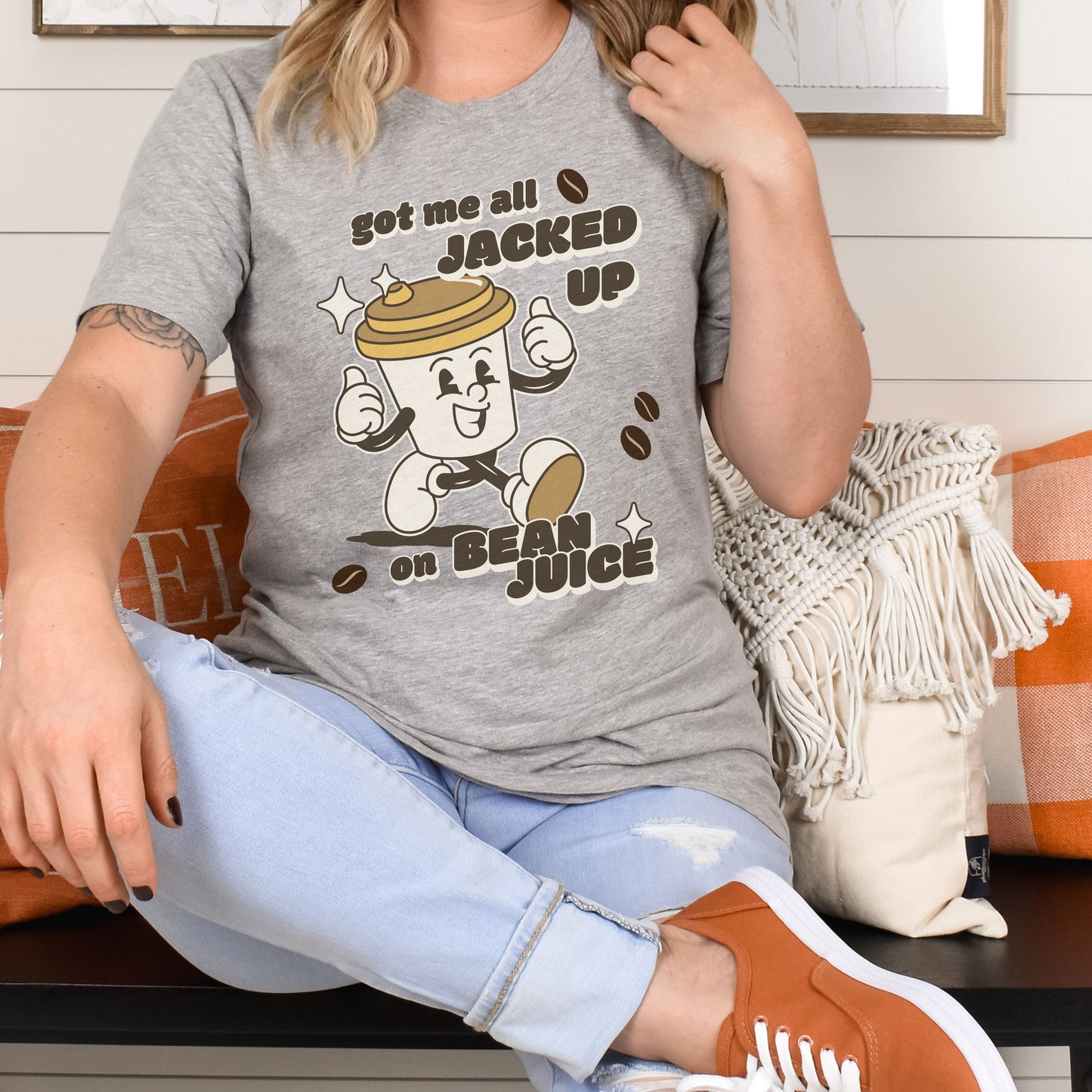 Funny Coffee Lover Shirt / Jacked Up on Bean Juice / Coffee Tee Shirt / Sassy Coffee Addict Gift / Caffeine Lover / Bean Juice