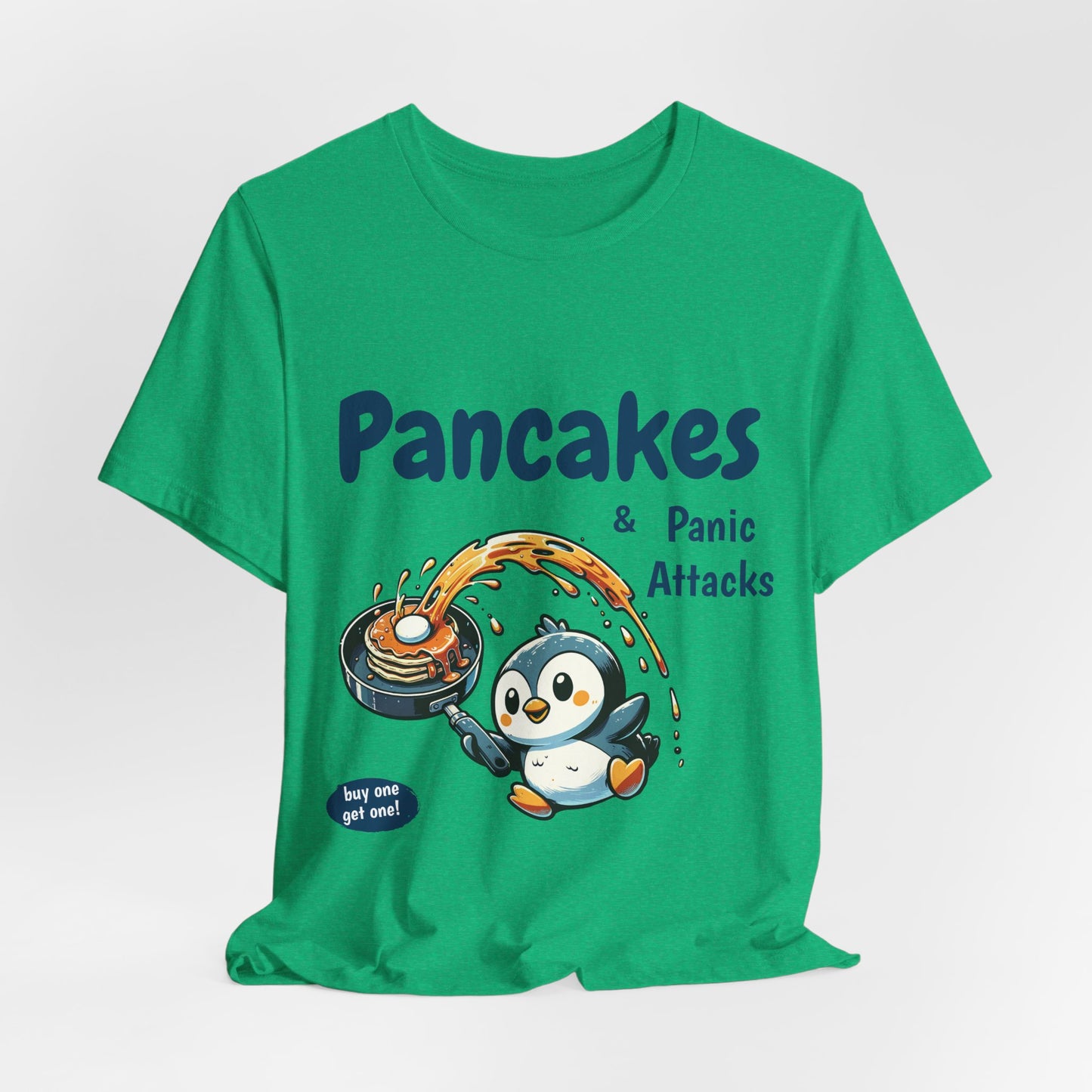 Pancakes and Panic Attacks Shirt, Funny Mental Health Shirt, Pancake Shirt Gift, Penguin Pancake Shirt, Buy one get one Panic Attack