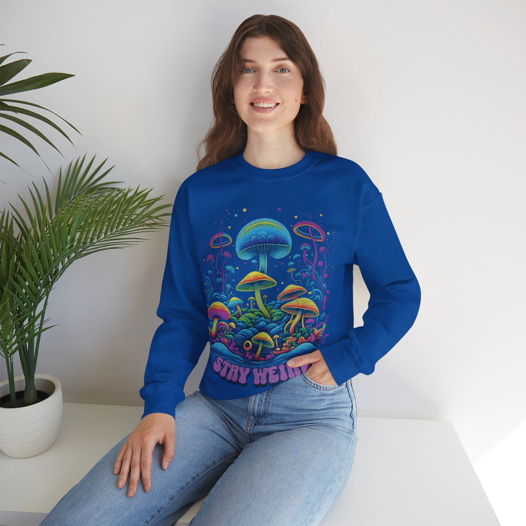 Stay Weird Sweatshirt, Colorful mushrooms Sweater, Graphic Sweatshirt, Psychedelic mushroom shirt, shroom lover shirt, shroom lover gift idea