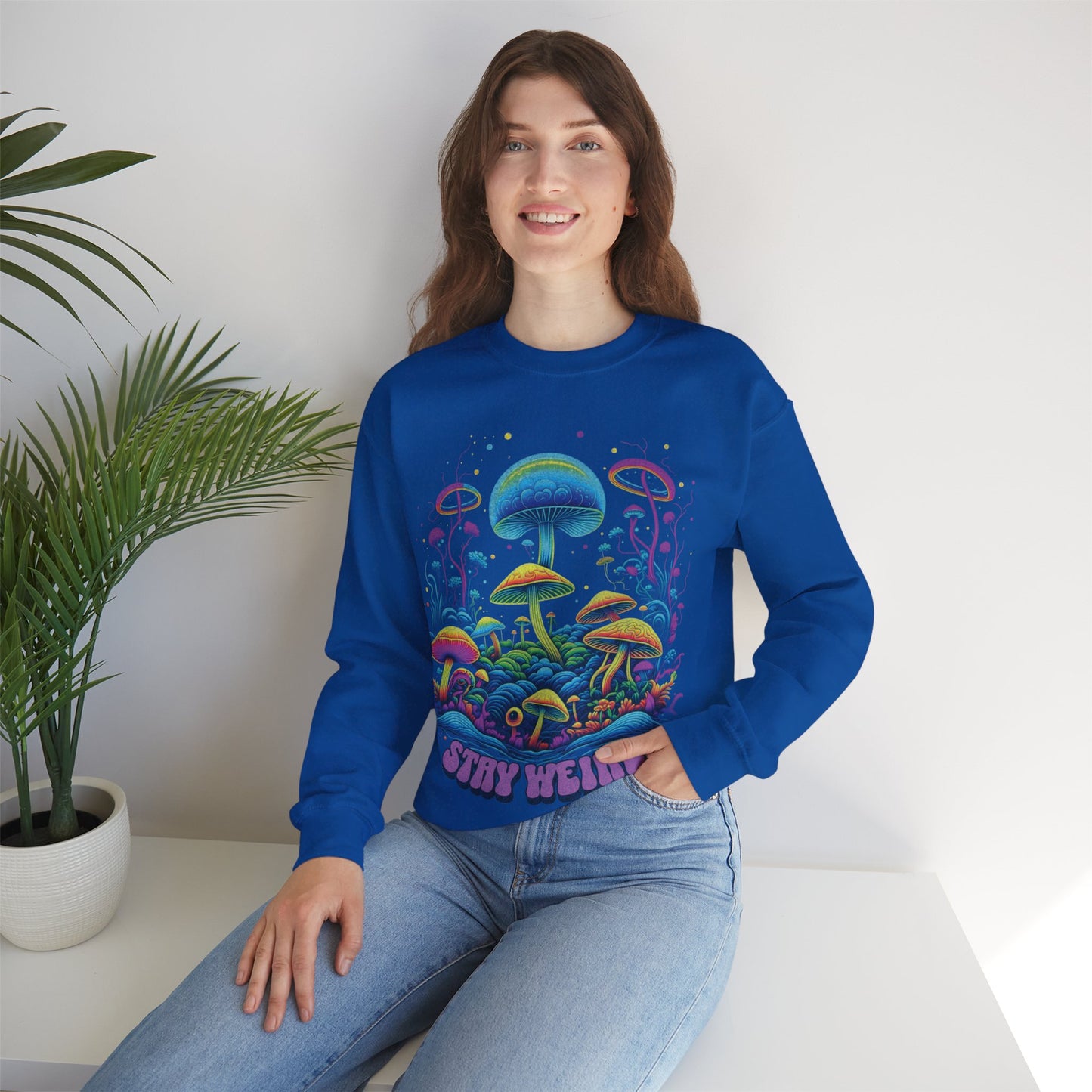 Stay Weird Sweatshirt. Colorful mushrooms Sweater, Psychedelic mushroom shirt, shroom lover shirt, shroom lover gift idea
