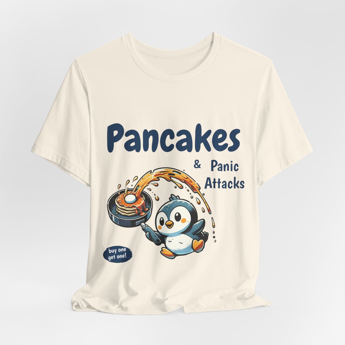 Pancakes and Panic Attacks Shirt, Funny Mental Health Shirt, Pancake Shirt Gift, Penguin Pancake Shirt, Buy one get one Panic Attack