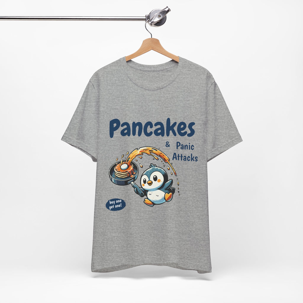 Pancakes and Panic Attacks Shirt, Funny Mental Health Shirt, Pancake Shirt Gift, Penguin Pancake Shirt, Buy one get one Panic Attack