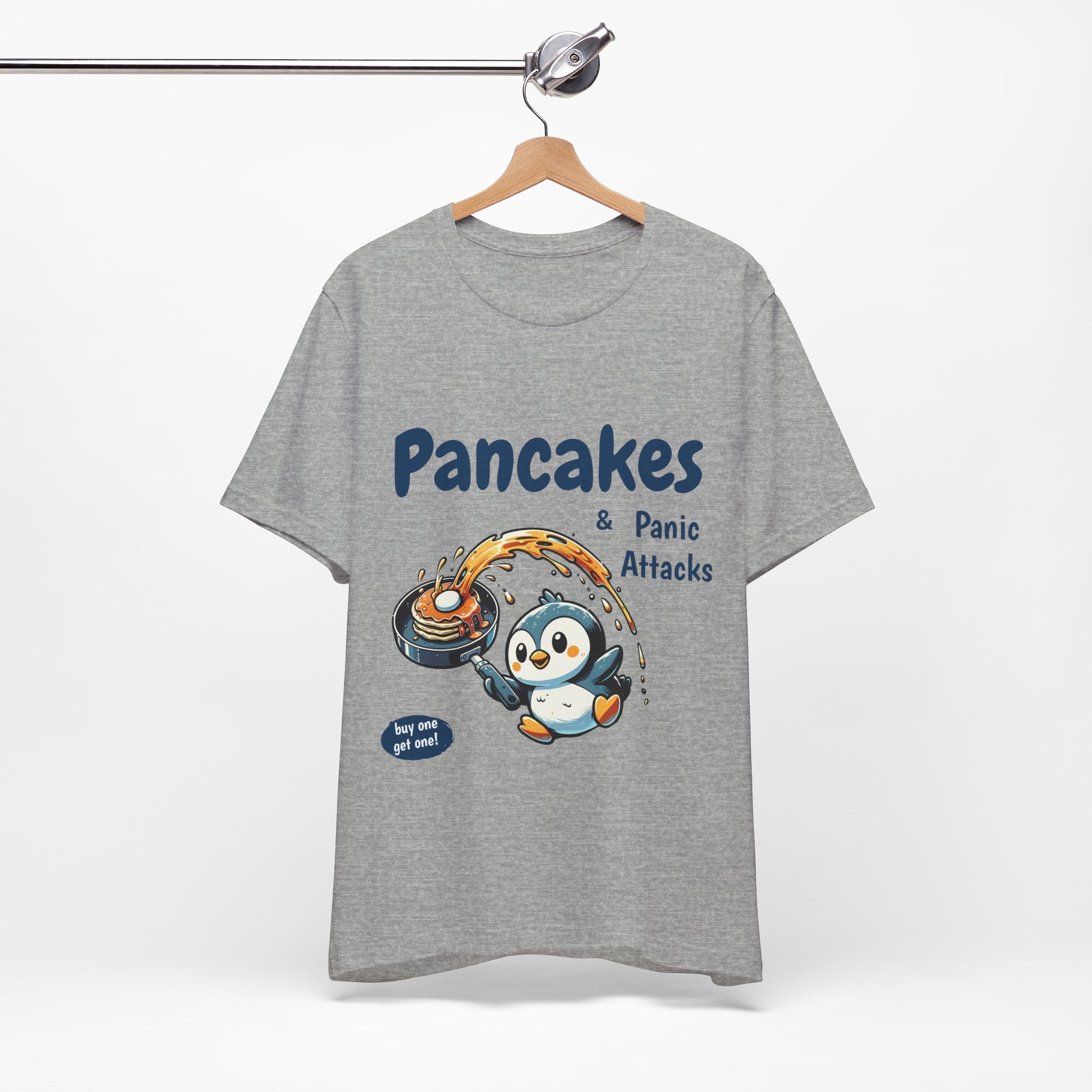 Pancakes and Panic Attacks Shirt, Funny Mental Health Shirt, Pancake Shirt Gift, Penguin Pancake Shirt, Buy one get one Panic Attack