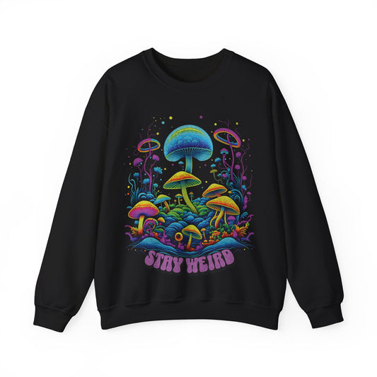 Stay Weird Sweatshirt. Colorful mushrooms Sweater, Psychedelic mushroom shirt, shroom lover shirt, shroom lover gift idea